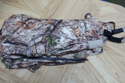 Cabela's Dry-Plus Hunting Bib overall Pants, Men's XL, Brown leaf pattern - Image 1 of 4