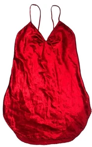 Vintage Ralph Montenero para Blanche Nightie S Rojo Satinado Chemise Slip *agujero - Imagen 1 de 12