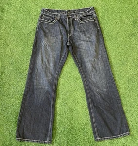 Vintage Helix Denim Jeans Herren 36x30 Relaxed Boot Cut Dark Wash Dicke Nähte - Bild 1 von 7