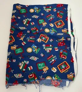 Cranston VIP Back to School Teacher Books Classroom Blue Cotton 42x58 Vtg 1.6 Yd - Picture 1 of 4