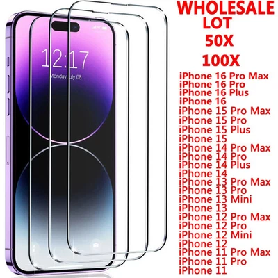 Wholesale Bulk Lot Tempered Glass Screen Protector For iPhone 17 16 15 14 13 12 - Image 1 of 4