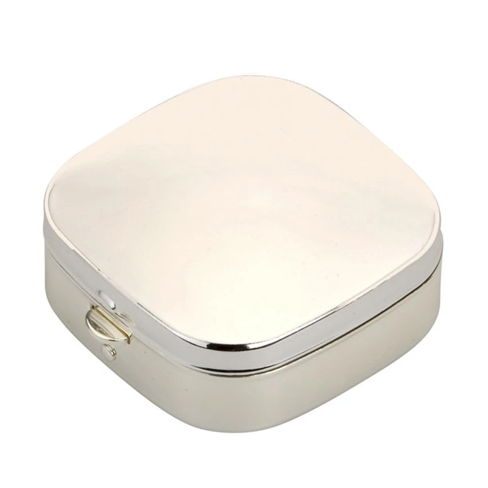 H.BAUER JUN. Pillendose klein Pillenbox eckig Tablettenbox Metall verchromt 1 Fach 4.5 cm