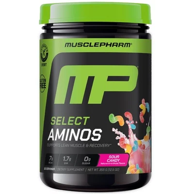 MusclePharm Select Aminos-EAA + BCAA, Post Entrenamiento - Sabor Caramelo Ácido Foto 1 de 4