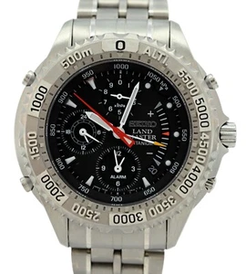 Reloj Landmaster de titanio cinético Seiko 41 mm para hombre SBCN003 ¡esfera negra 7K32-0A10! - Imagen 1 de 10