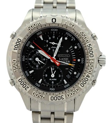 Reloj para hombre 41 mm Seiko Titanium Landmaster (SBCN003) ¡Esfera negra! Ref: 7K32-0A10! Foto 1 de 4