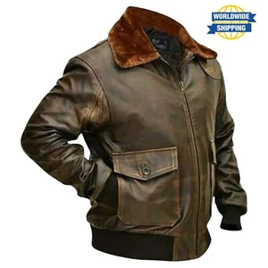 G-1 Aviator A-2 Real Bomber Flight  Leather Jacket Brown Color - Bild 1 von 3