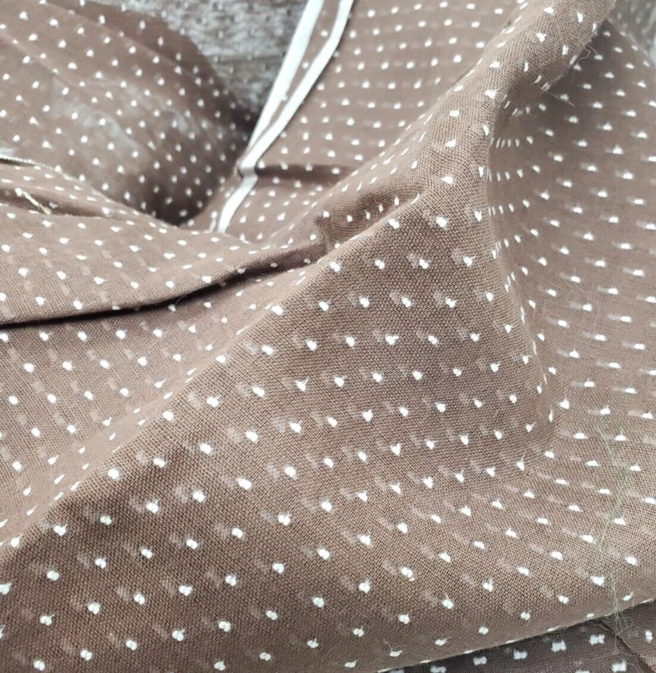Brown Swiss Dot Fabric VTG .5 yrdx 34" extra scraps included 1950/60's cut/clean - Image 1 of 3