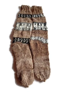 Andean Wool Stockings Handmade Warm Winter, Traditional Design - Picture 1 of 6