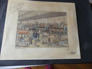 DESSIN USINE D'AVIATION DE GUERRE ILLUSTRE ET AVEC ENVOI DE MARCEL JEANJEAN - Imagen 1 de 8