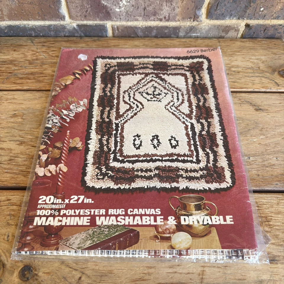 Vintage 1970s Red Heart Latch Hook CANVAS ONLY - Berber #6629 20”x27” - Image 1 of 3