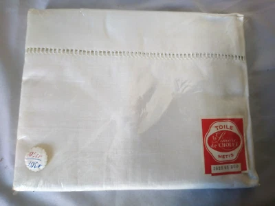 ANCIEN DRAP TAIE DE TRAVERSIN LA LINIERE DE CHOLET 98 cm TOILE METIS NEUF - Photo 1/4