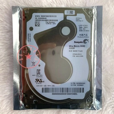 Seagate ST500LX012 500GB Ultra Mobile SSHD 8GB NAND Flash 5mm 2.5" SATA HDD - Image 1 of 2