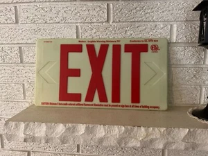 Embossed  PHOTOLUMINESCENT EXIT SIGN 75 FEET UL LISTED - NON ELECTRIC - Picture 1 of 8
