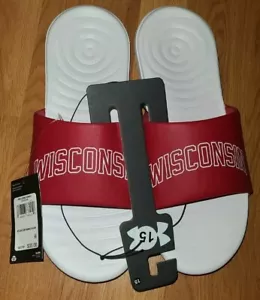 Wisconsin Badgers NCAA College Slides Sandals UA Under Armour Men's Size 15 NWT - Picture 1 of 2