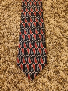 Lands End Neck Tie Adult Mens Blue Geometric 100% Silk USA Made Necktie - Picture 1 of 5