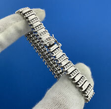 Designer 925 Sterling Silver Pave Diamond Statement Tennis Bracelet