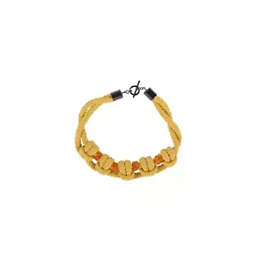 420$ EMPORIO ARMANI Jewels Cotton + Glass + Brass Gold Necklace Woman. - Picture 1 of 2