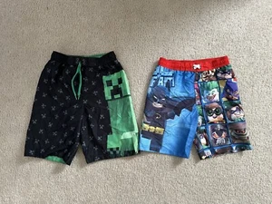 Boys Lego (8) & Minecraft (10) Swim Trunks Medium Shorts ---- Lot of 2 - Picture 1 of 2