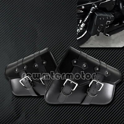 1 par de bolsas de sillín izquierda+derecha para motocicleta aptas para Sportster 2004 UP cuero negro Foto 1 de 4