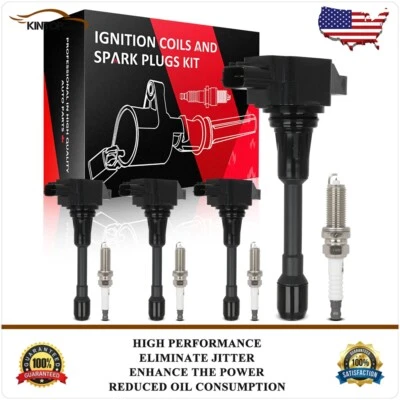 Kit de 4 bobinas de encendido y 4 bujías para Nissan Versa 2012-2019 1,6 L Foto 1 de 4