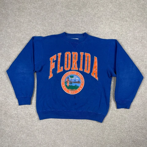 University Of Florida Sweater Adult Small Blue Pullover Vintage Galt Sand Unisex Cover