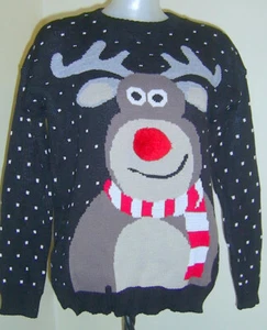 Ladies / Girls Christmas Jumper size S - M 40" Chest Rudolph Pompom Nose BNWT - Picture 1 of 3