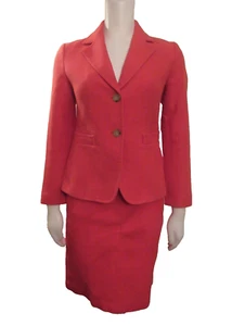 Talbots Petites orange 100% cotton lined skirt 2-button blazer suit 2P - Picture 1 of 12