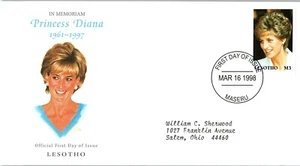 Princess Diana Memorial First Day Cover FDC - LESOTHO - SEE SCAN $$$ - Picture 1 of 1