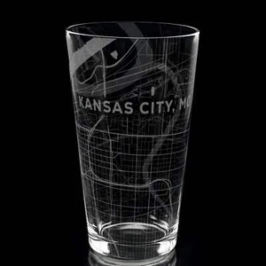 KANSAS CITY, MO Laser Engraved Pint Glass - Picture 1 of 6