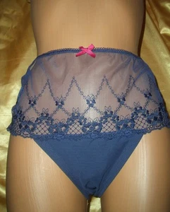 Sexy M&S Pin Up Nylon Höschen Gr. 50 dunkelblau Nylonslip Schlüpfer Slip (L243) - Bild 1 von 4