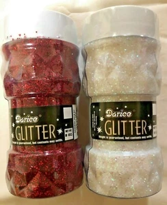 NEW DARICE GLITTER 8 0Z BOTTLE RED OR TRANS WHITE YOUR CHOICE - Picture 1 of 3