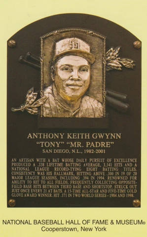 TONY GWYNN HALL OF FAME PLAQUE POSTCARD HOF W/ INDUCTION DAY CANCELATION  PADRES Cover
