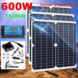 600W Watts Solar Panel Kit 100A 12V Battery Charger with Controller Caravan Boat - Picture 1 of 38