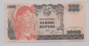 Indonesia 1000 rupiah  Banknote AU-UNC  1968  Rare - Picture 1 of 4