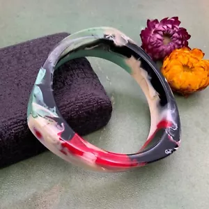 Retro Statement Triangular Resin Bangle Artsy Sobral Inspired Vintage Pop Art - Picture 1 of 10