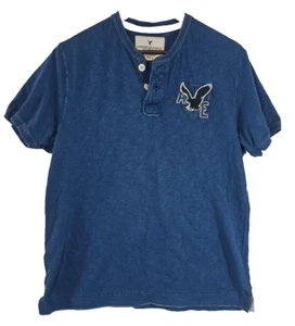 American Eagle Men's Size Large Vintage Fit Blue Henley Y2K Streetwear Preppy - Picture 1 of 7