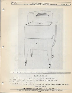 Maytag Washing Machines Model "J" Repair Parts Catalog - Picture 1 of 1