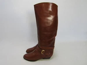 Enzo Angiolini Size 7.5 M Brown Leather Buckle Knee High Fashion Boots - Picture 1 of 11