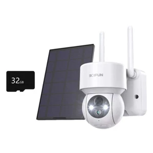 BOIFUN 2K Cámara de Vigilancia Solar Batería con 355°/120° Giratoria Visión Nocturna IP65 - Imagen 1 de 12