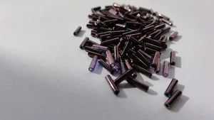 Miyuki 6mm Bugle Beads - Average contents 6g - Metallic Dark Raspberry - Picture 1 of 3