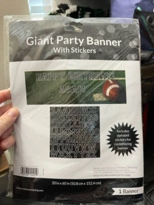 Football Giant Party Banner With Stickers 20"x60" Party Supply Decoration New!!! - Image 1 of 2