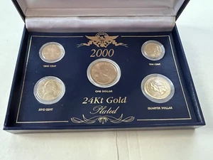 2000 24kt Gold Plated ((US Mint Proof 5 Coin Set Coins)) - Picture 1 of 2