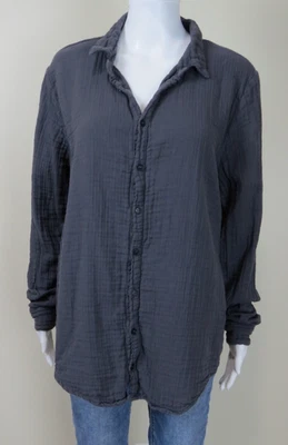 Рубашка CP Shades Romy Double Cotton Gauzy Топ РАЗМЕР Large Сделано в США Темно-серая - Изображение 1 из 4