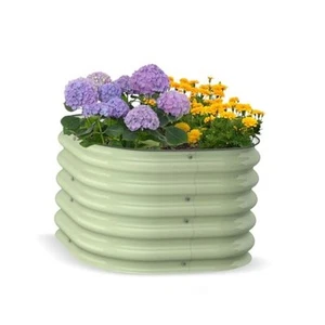 17" Tall 2x2ft Galvanized Raised Garden Bed Kit, 4IN1 Large Oval Outdoor - Picture 1 of 7