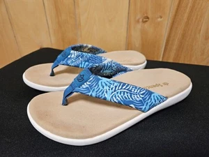 New Spenco Victoria Women's Memory Foam Arch Support Sandal Tropical Blue Sz 7.5 - Picture 1 of 5