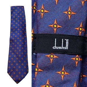 DUNHILL 100% Silk Iridescent Tie Purple Orange Star Pattern Designer Necktie - Picture 1 of 9