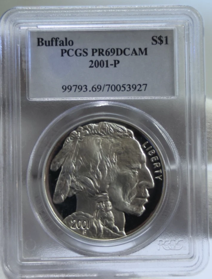 2001 US Buffalo Commemorative $1 PCGS PR69 DCAM - Image 1 of 2