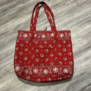 Vintage XLarge Vera Bradley Miller Tote Bag Purse in Provencial Red Shoulder Bag - Picture 1 of 9