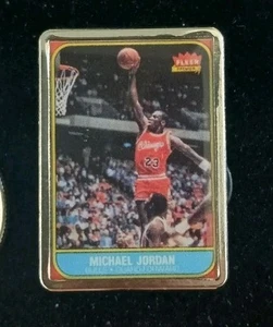 Michael Jordan Rookie 1986 Fleer #57 NBA Custom ENAMEL PIN Basketball Cards 80s - Picture 1 of 4