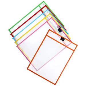 6 Pcs Dry Erase Bag Office Travel Magazine Protectors Binder Sheet Document - Picture 1 of 12